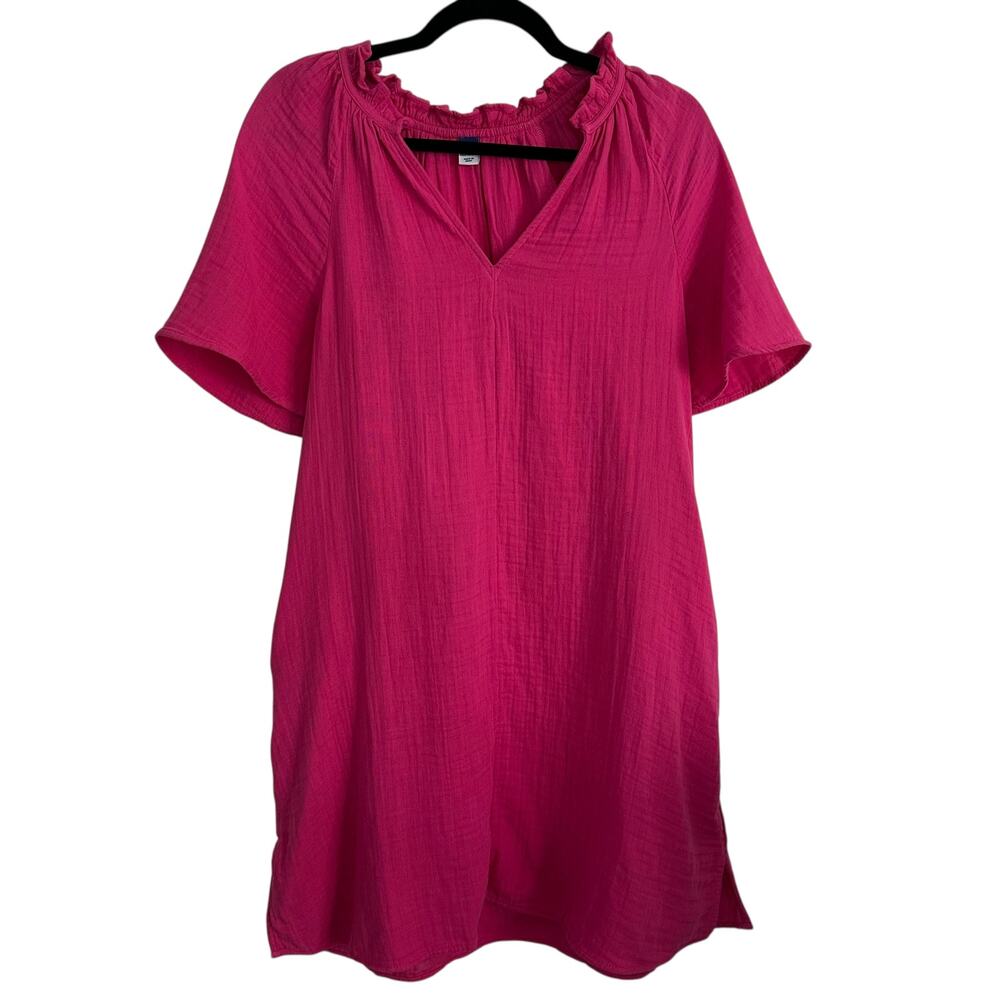 Old Navy Women’s Pink Cotton‎ Boho Dress Sz S Lightweight Split Neck